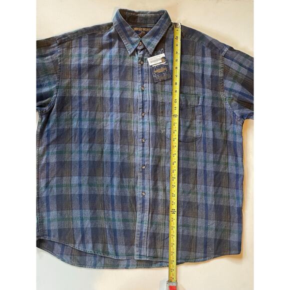 VTG-Inspired Comfort Outfitter Big Mens Flannel Shirt 2XL Blue Plaid 100% Cotton - Picture 6 of 8